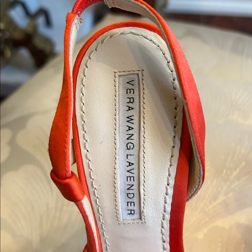 Vera Wang Vibrant Orange Floral Heels - Picture 2 of 5